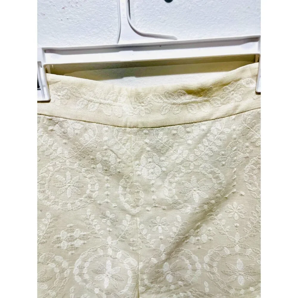 Zara collection embroidered bermuda short suit linen blend cottage women XL New